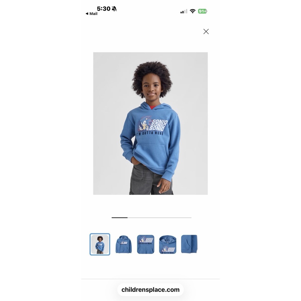 Boys Sonic™ Outta Here Hoodie - Blue. XXL (16) New